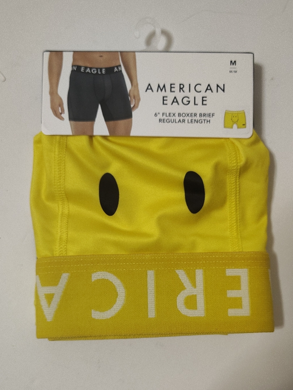 American Eagle Outfitters Yellow Boxer Briefs with Smiley Face -: Size M